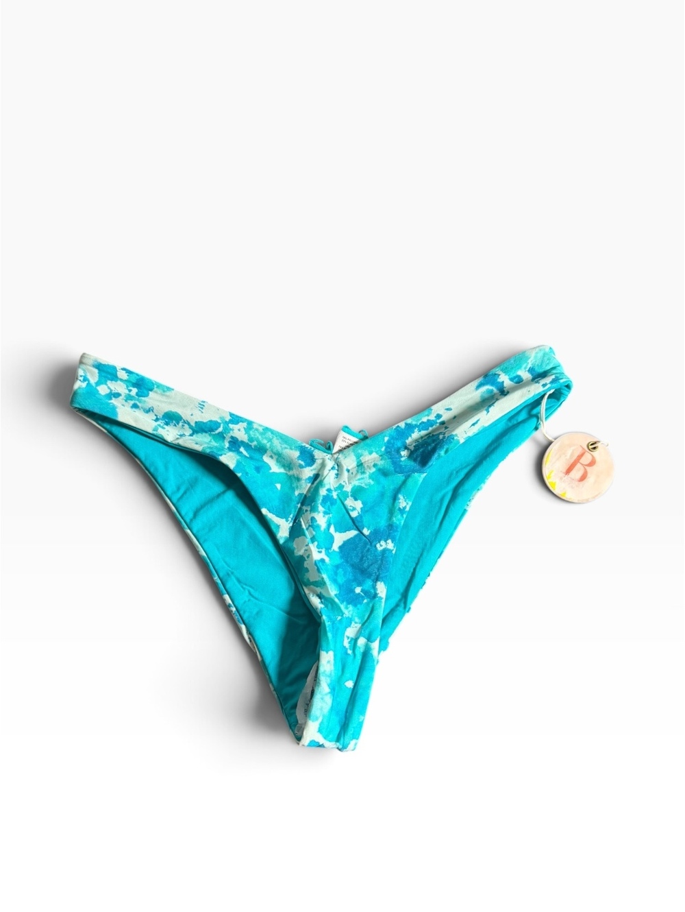 B SWIM turquoise V front skimpy cheeky bikini swim bottom size Small NWT